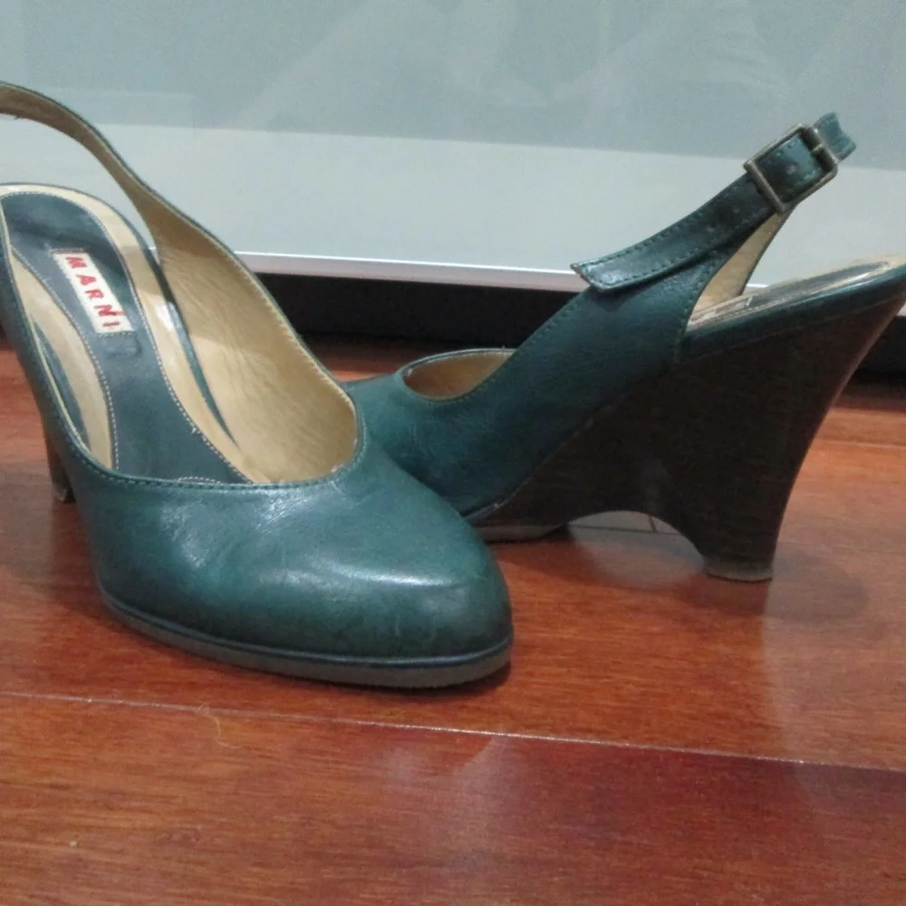 MARNI Leather Wedge Slingbacks Size 6
